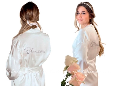 Женский итальянский короткий халат из вискозы Blumarine Glamour Ivory