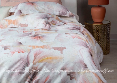 Постельное белье сатин люкс Blumarine Bella Di Notte Pesca peach евро-макси