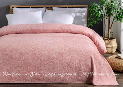 Хлопковая махровая простынь Uniko Crown Home Pembe 220х240