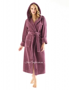 Теплый длинный женский халат с капюшоном Nusa Ns 6890 murdum