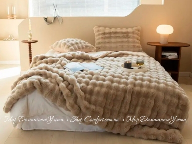 Бежевый меховой плед-покрывало Home Textile Sable 206597 200х230