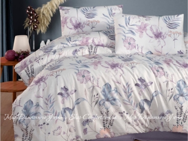 Хлопковое постельное белье First Сhoice Homesko Amaris lilac ранфорс евро