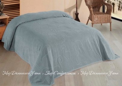 Хлопковая махровая простынь Uniko Crown Home Flamingo gri 220х240