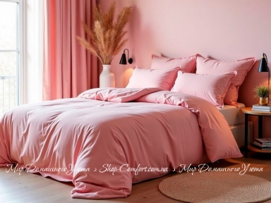 Фланелевое постельное белье Almira Mix Премиум Нежно-розовый евро-макси