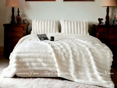 Молочный меховой плед-покрывало Home Textile Sable 663056 200х230