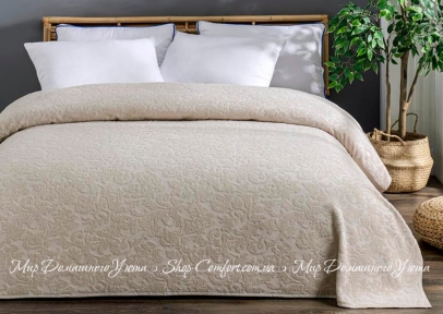 Хлопковая махровая простынь Uniko Crown Home Beige 220х240