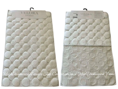 Набор кремовых хлопковых ковриков Velora Home Bombom Krem 60х100+50х60