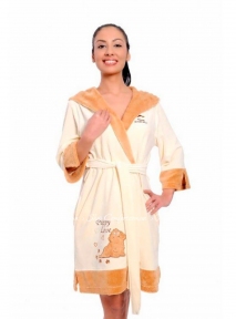 Женский халат с капюшоном Arya Baglamali 13055 крем