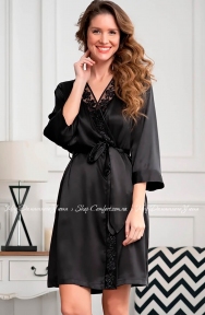 Женский короткий атласный халат Mia-Amore Марисия 8583 черный