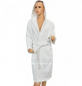 Женский махровый халат с капюшоном Arya Misley белый