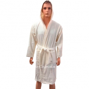Мужской махровый халат с капюшоном Arya Miranda Soft крем
