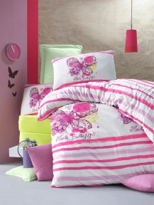 Постельное белье Lighthouse Cute Butterfly розовый ранфорс полуторный
