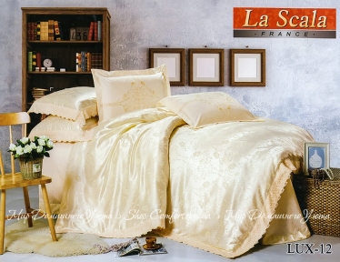 Постельное белье шелковый жаккард с вышивкой La Scala LUX-12 семейный