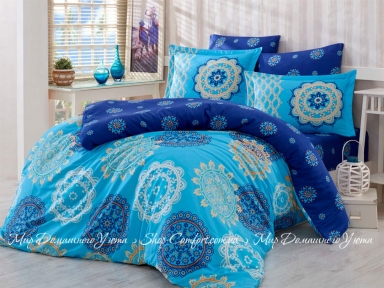Набор постельного белья Hobby Exclusive Sateen Ottoman Голубой Семейный (8698499105522)