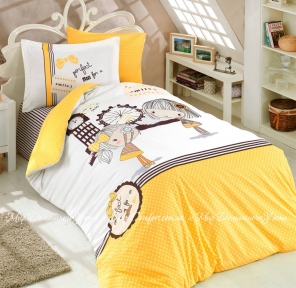 Набор постельного белья Hobby Poplin Smile Желтый Полуторный (8698499130722)