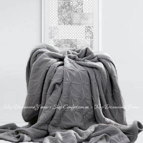 Плед вязаный акриловый Home Textile Soft серый 210х230 серый