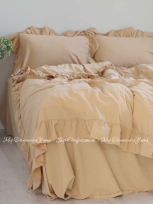 Однотонное постельное белье из вареного хлопка Limasso Akdeniz Exclusive beige евро