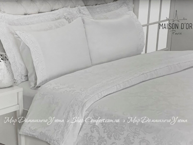 Бамбуковое постельное белье с жаккардом Maison Dor Gupurlu white семейное