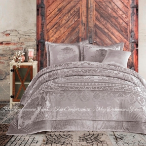 Набор постельного белья с покрывалом и пледом Cotton Box Velvet Carmela Vizon евро