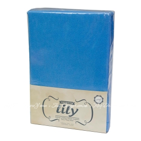 Махровая простынь на резинке с наволочками Lily голубая 160х200+30