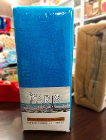 Простынь на резинке Bonjour Paris голубой 160х200 махра