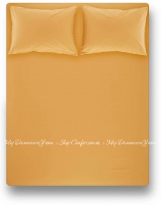Простынь на резинке с наволочками Penelope Laura Mustard 160х200+50х70(2) горчичный