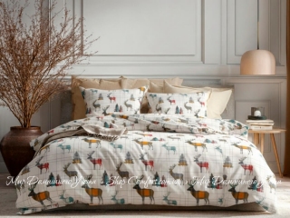 Фланелевое постельное белье Almira Mix Олени семейное