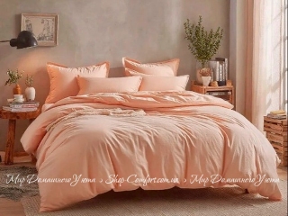 Фланелевое постельное белье Almira Mix Премиум Персиковый семейное