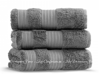 Серое махровое полотенце Lappartement London Dark Grey 70х140