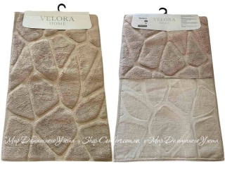 Набор бежевых хлопковых ковриков Velora Home Stone Beige 60х100+50х60