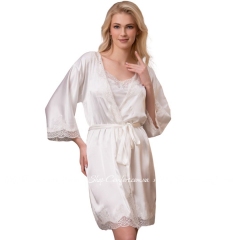 Белый шелковый халат с кружевом Mia-Amore Ариана 3943-1