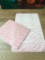Набор ковриков в ванную комнату IzziHome Symbol Zigzag Pudra 60x50 и 60x100 (2200000549112)