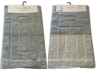 Набор серых хлопковых ковриков Velora Home Line Square Grey 60х100+50х60
