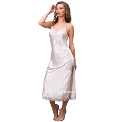 Длинная белая шелковая ночная сорочка Mia-Amore Ариана 3944-1