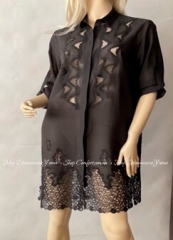 Черная батистовая туника-рубашка Suavite 15431