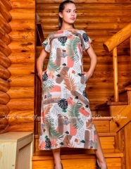 Летнее платье с коротким рукавом из вискозы Cocoon J5-5079