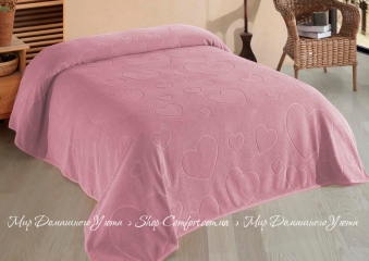 Хлопковая махровая простынь Uniko Crown Home Kalp pembe 220х240