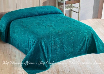 Хлопковая махровая простынь Uniko Crown Home Kelebek turquaz 220х240