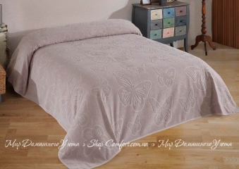 Хлопковая махровая простынь Uniko Crown Home Kelebek capuccino 220х240