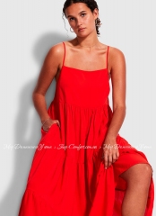 Длинное летнее платье на бретелях Seafolly 54663-DR mandarine red