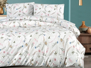 Постельное белье с простыней на резинке First Сhoice Homesko Spring beige евро