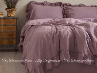 Постельное белье вареный хлопок Limasso Stonewash Exclusive евро natural violet