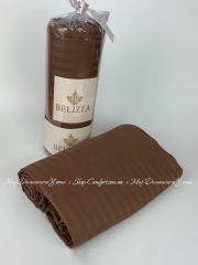 Однотонная простынь сатин-страйп Belizza 240х260 шоколад