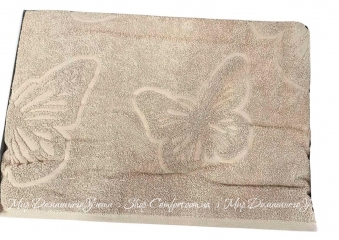 Хлопковая махровая простынь Uniko Crown Home Kelebek beige 220х240