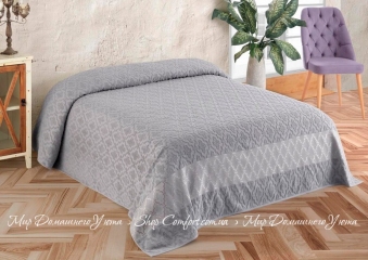 Хлопковая махровая простынь Uniko Crown Home Damask gri 220х240