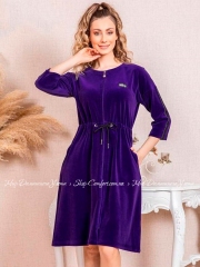Женский велюровый халат на молнии Cocoon U22-1033 ultra violet
