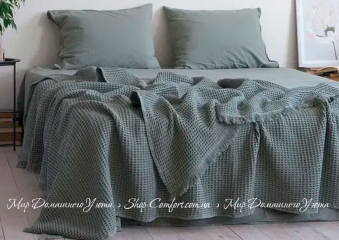Хлопковая простынь-покрывало La Modno Pike Stonewashed French Green 220х240