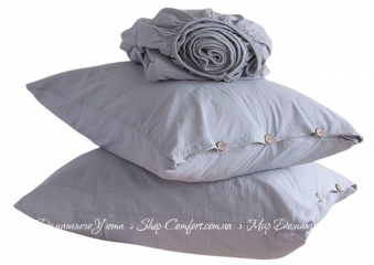 Однотонная простынь на резинке 160x200+30 с наволочками 50х70 La Modno Stonewashed Pearl Gray