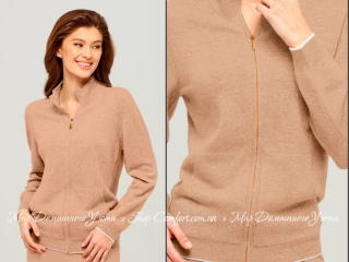 Женский кашемировый джемпер на молнии Marc & Andre W21-00CH314 коричневый