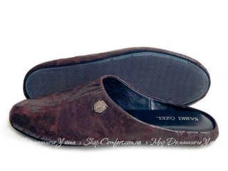 Кожаные домашние женские тапочки Pellagio/Sabri Özel 1504 коричневый огурец
